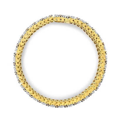 10K Yellow Gold 10-1/3 Cttw Alternating Coco Color and White Diamond 5 Row Tennis Bracelet (Brown/H-I Color, SI1-SI2 Clarity) - Size 7.25