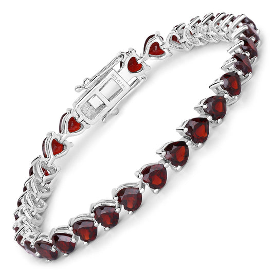 Bracelet en argent sterling .925 et grenat véritable de 15,50 carats