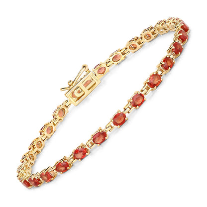 7.00 Carat Genuine Orange Sapphire 14K Yellow Gold Bracelet