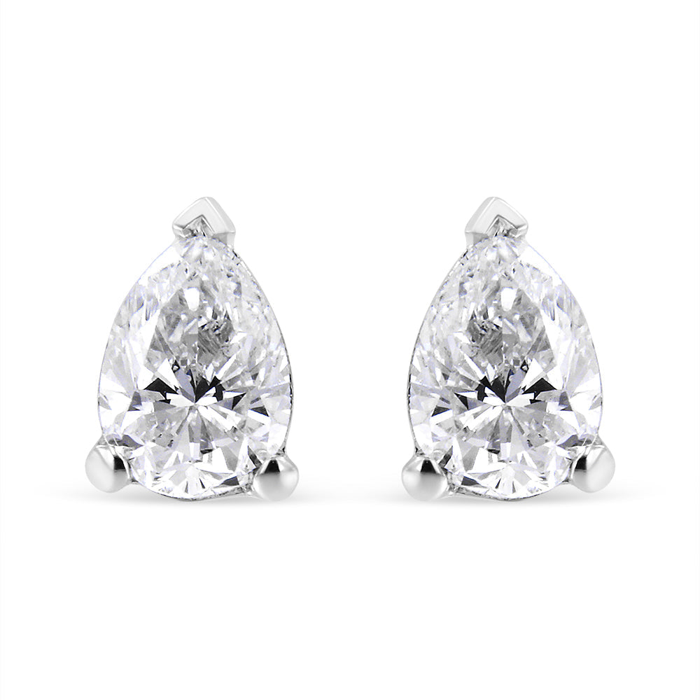 14K White Gold 1/2 Cttw Pear Shape Solitaire Lab Grown Diamond Stud Earrings (F-G Color, VS2-SI1 Clarity)