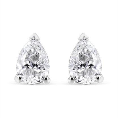 14K White Gold 1/2 Cttw Pear Shape Solitaire Lab Grown Diamond Stud Earrings (F-G Color, VS2-SI1 Clarity)