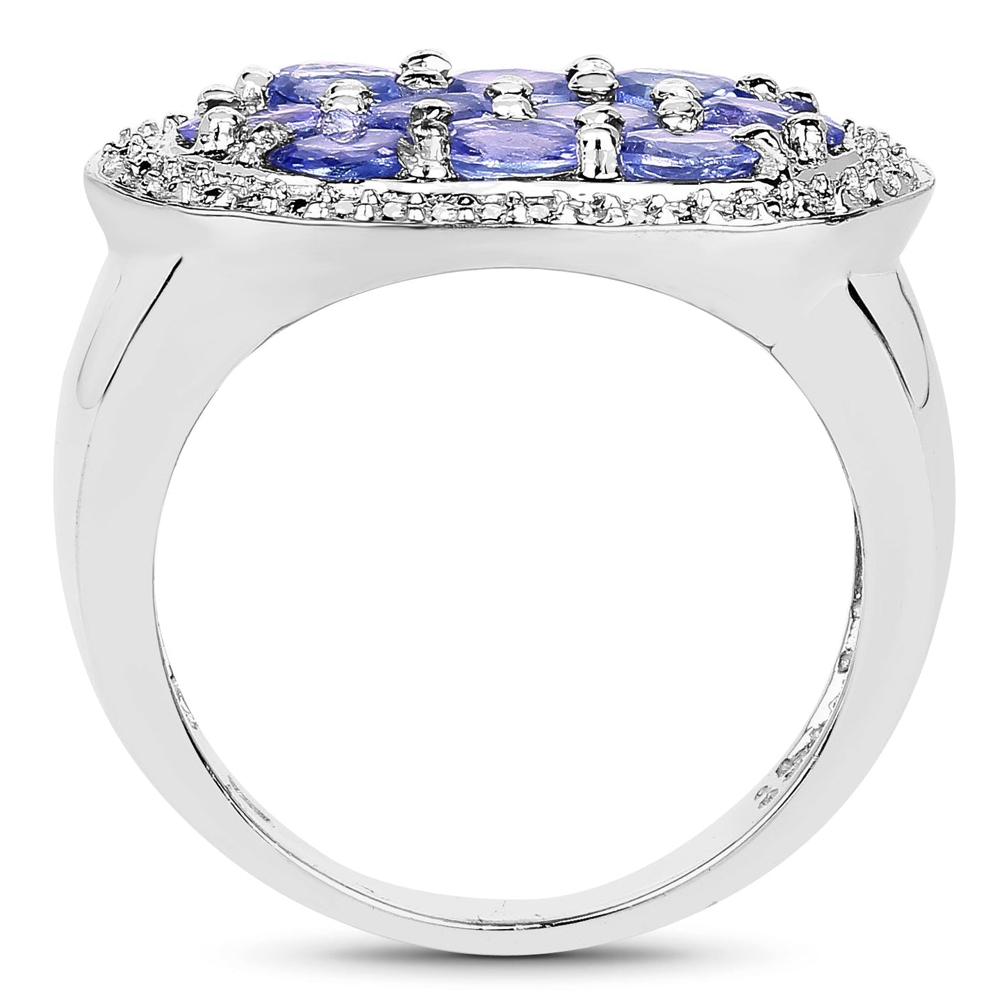 1.70 Carat Genuine Tanzanite .925 Sterling Silver Ring
