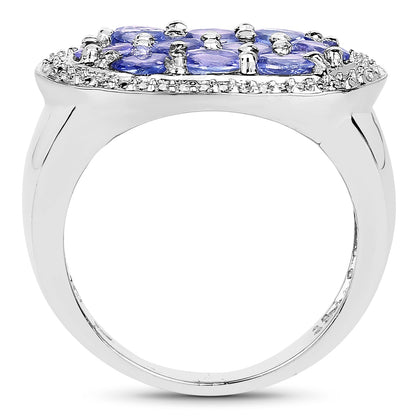 1.70 Carat Genuine Tanzanite .925 Sterling Silver Ring