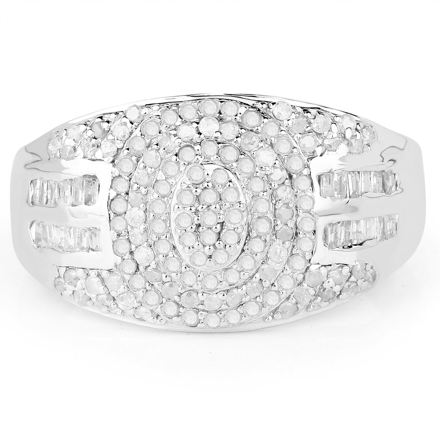 1.15 Carat Genuine White Diamond .925 Sterling Silver Ring