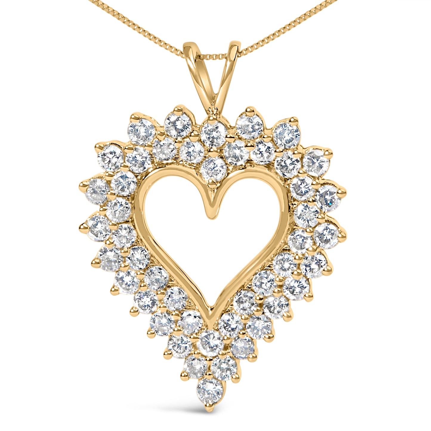 14K Yellow Gold Plated .925 Sterling Silver Brilliant-Cut Diamond Open Heart 18" Pendant Necklace (K-L Color, I1-I2 Clarity)