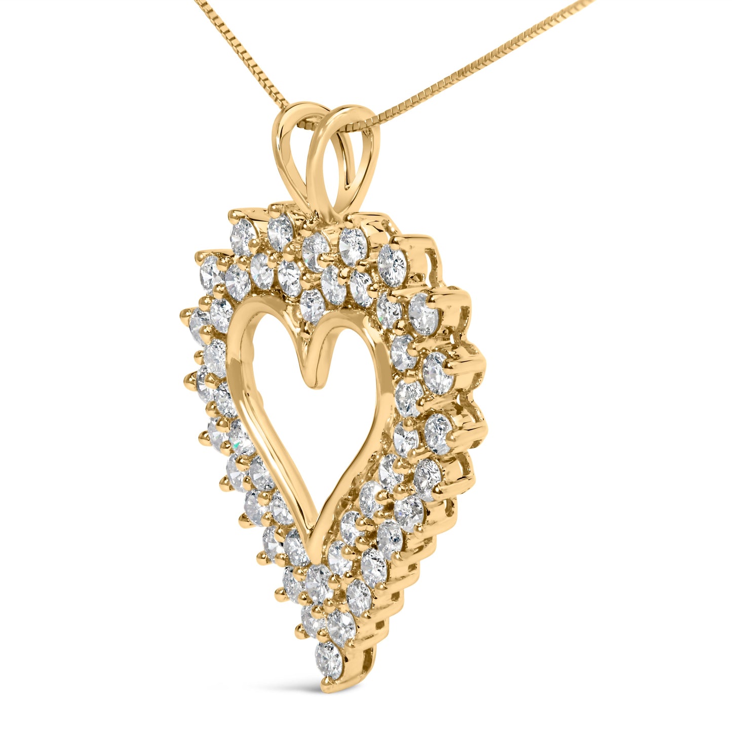 14K Yellow Gold Plated .925 Sterling Silver Brilliant-Cut Diamond Open Heart 18" Pendant Necklace (K-L Color, I1-I2 Clarity)