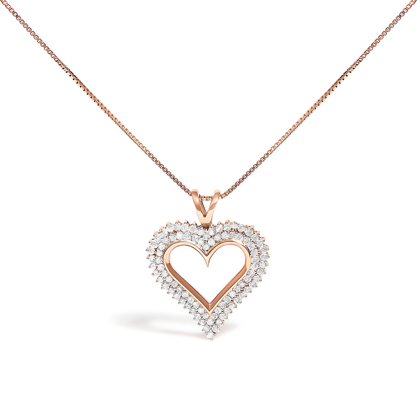 .925 Sterling Silver 1.00 Cttw Diamond Heart 18" Pendant Necklace (I-J Color, I2-I3 Clarity)