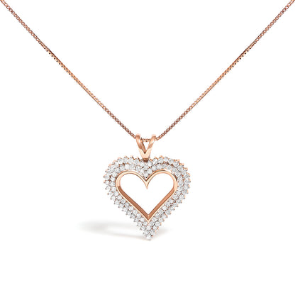 .925 Sterling Silver 1.00 Cttw Diamond Heart 18" Pendant Necklace (I-J Color, I2-I3 Clarity)