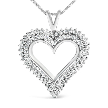 .925 Sterling Silver 1.00 Cttw Lab-Grown Diamond Open Heart Pendant Necklace (F-G Color, VS1-VS2 Clarity) - 18" Inches