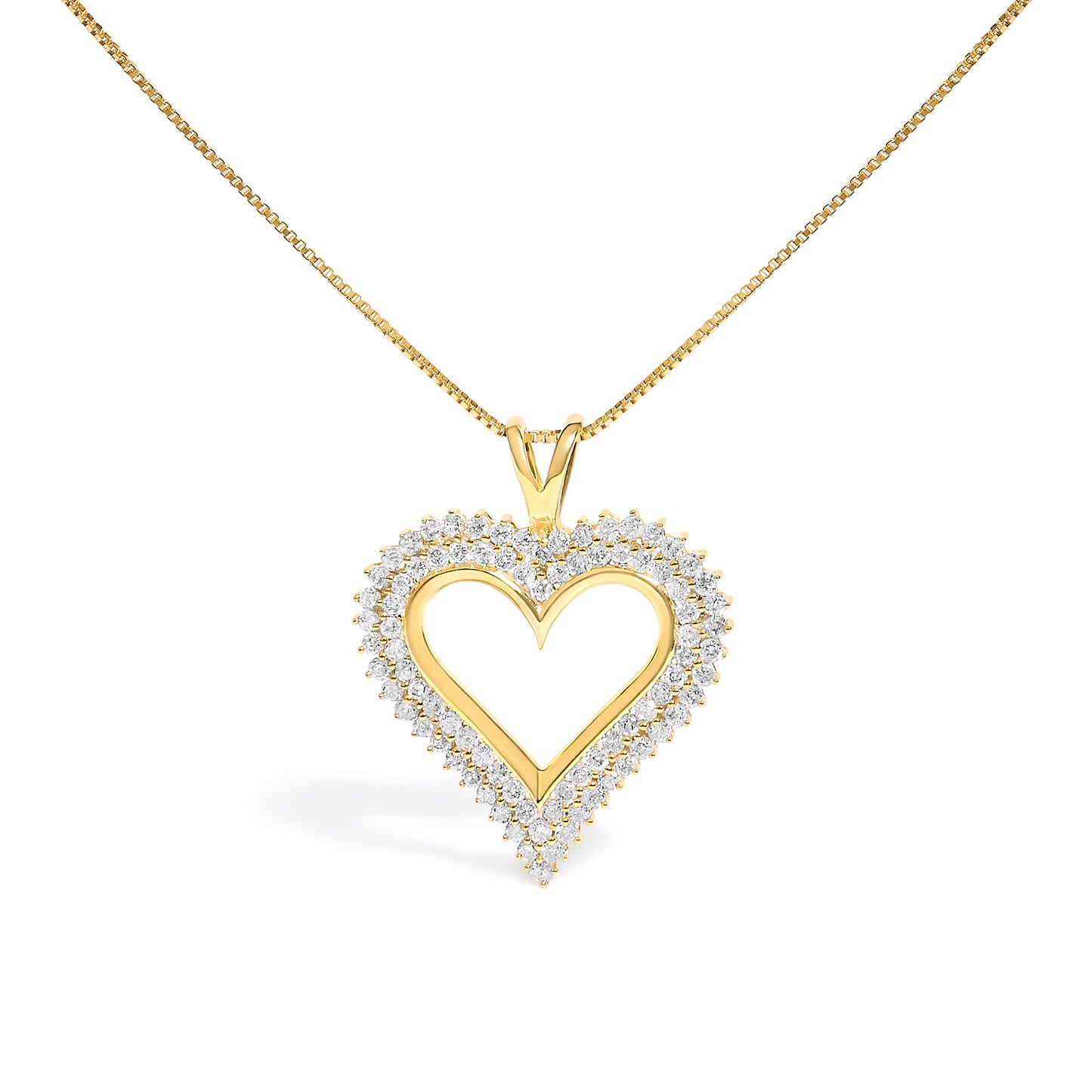 .925 Sterling Silver 1.00 Cttw Diamond Heart 18" Pendant Necklace (I-J Color, I2-I3 Clarity)