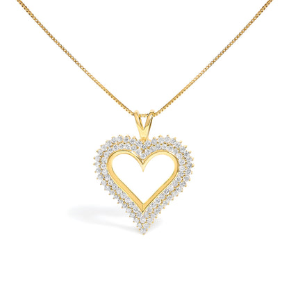 .925 Sterling Silver 1.00 Cttw Diamond Heart 18" Pendant Necklace (I-J Color, I2-I3 Clarity)