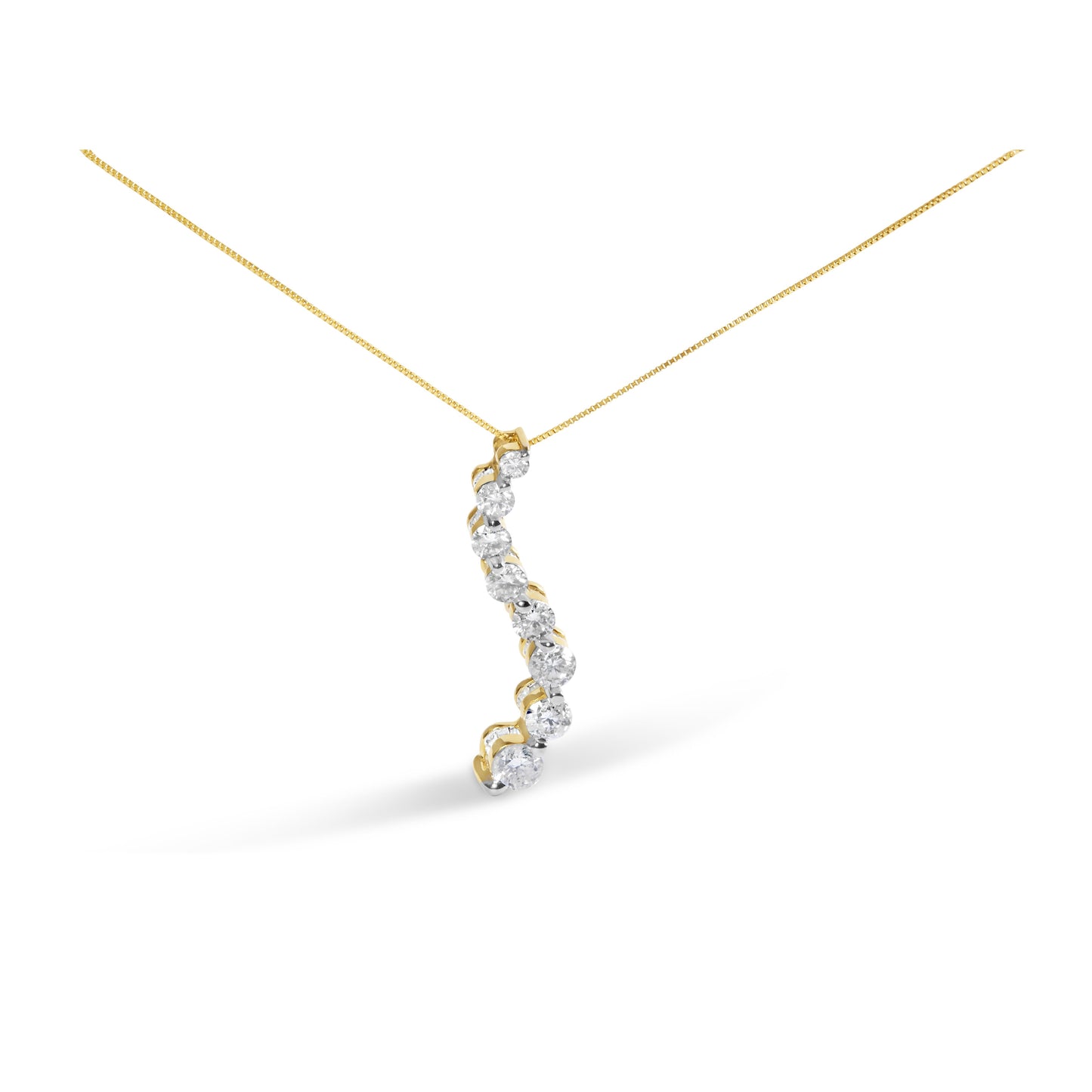 AGS Certified 14k White Gold 3.0 Cttw Baguette and Brilliant Round-Cut Diamond Journey 18" Pendant Necklace (F-G Color, I1-I2 Clarity)