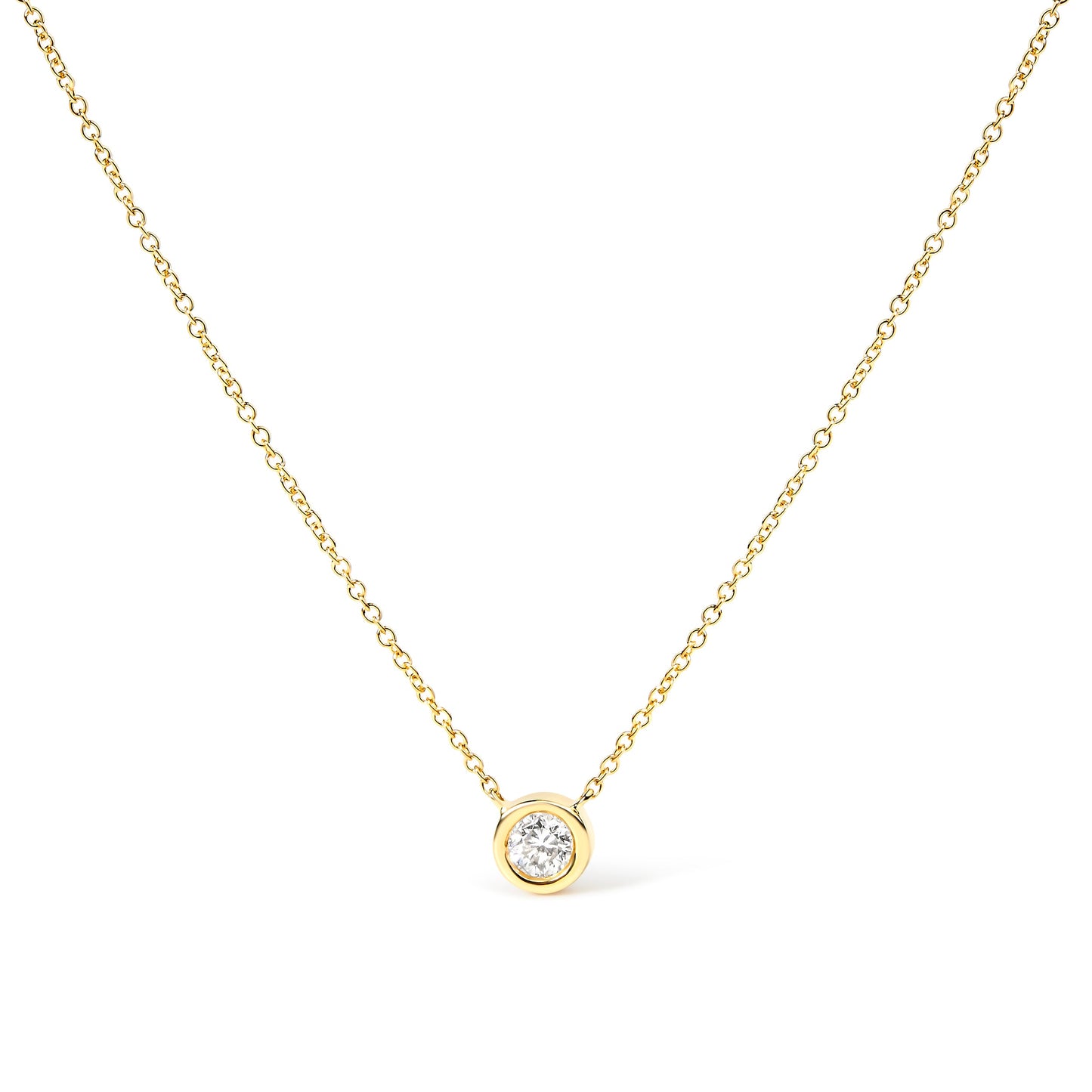 2 Micron 14K Rose Gold Plated Sterling Silver Bezel-Set Diamond Solitaire Pendant Necklace (1/3 cttw, H-I Color, I1-I2 Clarity)