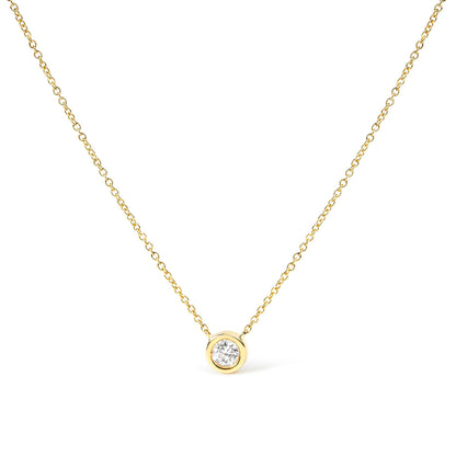 2 Micron 14K Rose Gold Plated Sterling Silver Bezel-Set Diamond Solitaire Pendant Necklace (1/3 cttw, H-I Color, I1-I2 Clarity)