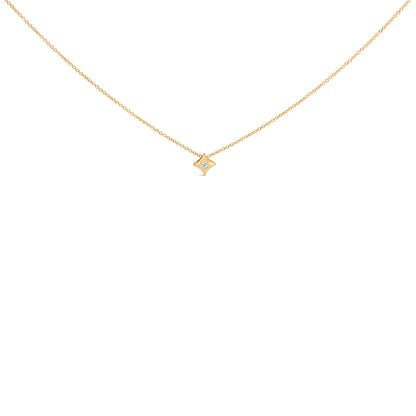 10K White Gold 1/10 Cttw Bezel Set Solitaire Princess Cut Diamond Kite Shaped Pendent Necklace - 18" Inches