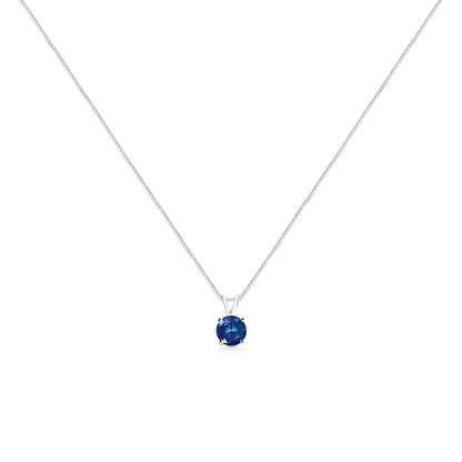 10K White Gold 1/4 Cttw Round Brilliant Cut Lab Grown Blue Diamond 4-Prong Solitaire Pendant Necklace (Blue Color, VS2-SI1 Clarity) - 18"