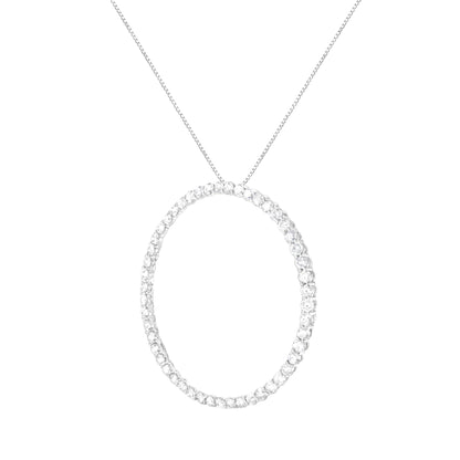 .925 Sterling Silver 4 cttw Prong Set, Round-Cut Diamond Open Circle Hoop 18" Pendant Necklace (J-K Color, I1-I2 Clarity)