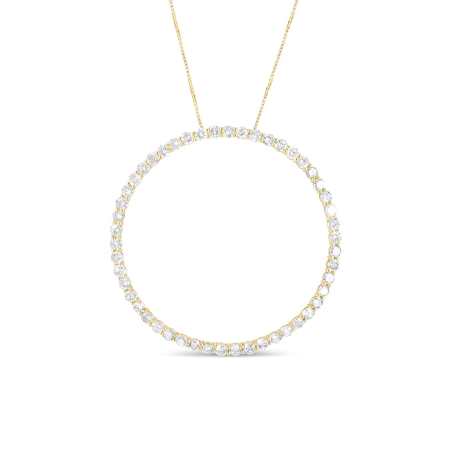 10K Yellow Gold Plated .925 Sterling Silver 4 Cttw Diamond Circle Hoop 18" Pendant Necklace (J-K Color, I1-I2 Clarity)
