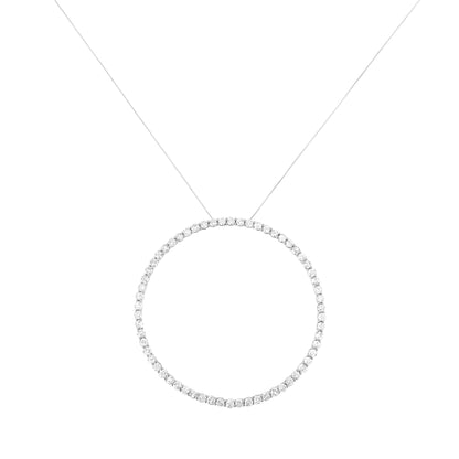 .925 Sterling Silver 5.0 Cttw Prong Set Round-cut Diamond Open Circle Hoop 18" Pendant Necklace (I-J Color, I2-I3 Clarity)
