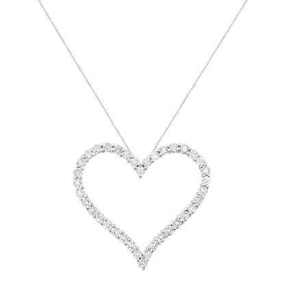 .925 Sterling Silver 3.0 cttw Round-Cut Diamond Open Heart Pendant Necklace (I-J Color, I2-I3 Clarity) - 18"