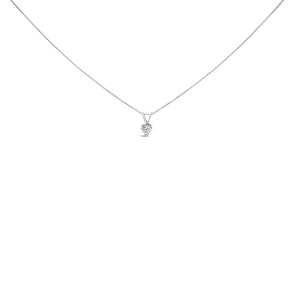 14K White Gold 3/8 Cttw Heart-Shaped Diamond Classic Solitaire 18" Pendant Necklace (H-I Color, VS2-SI1 Clarity)