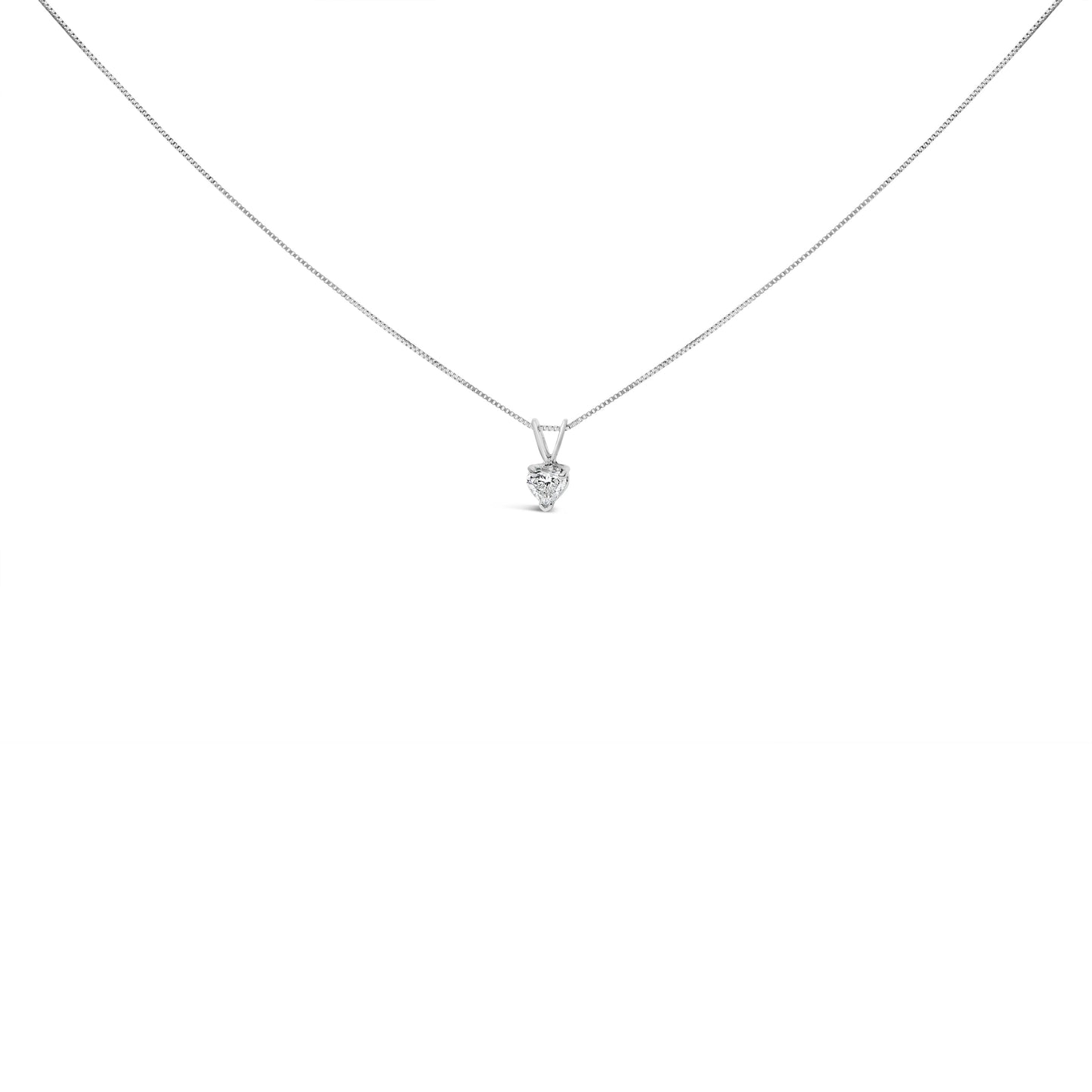 14K White Gold 1/5 Cttw 3-Prong Set Heart Shaped Solitaire Lab Grown Diamond 18" Pendant Necklace (F-G Color, VS2-SI1 Clarity)