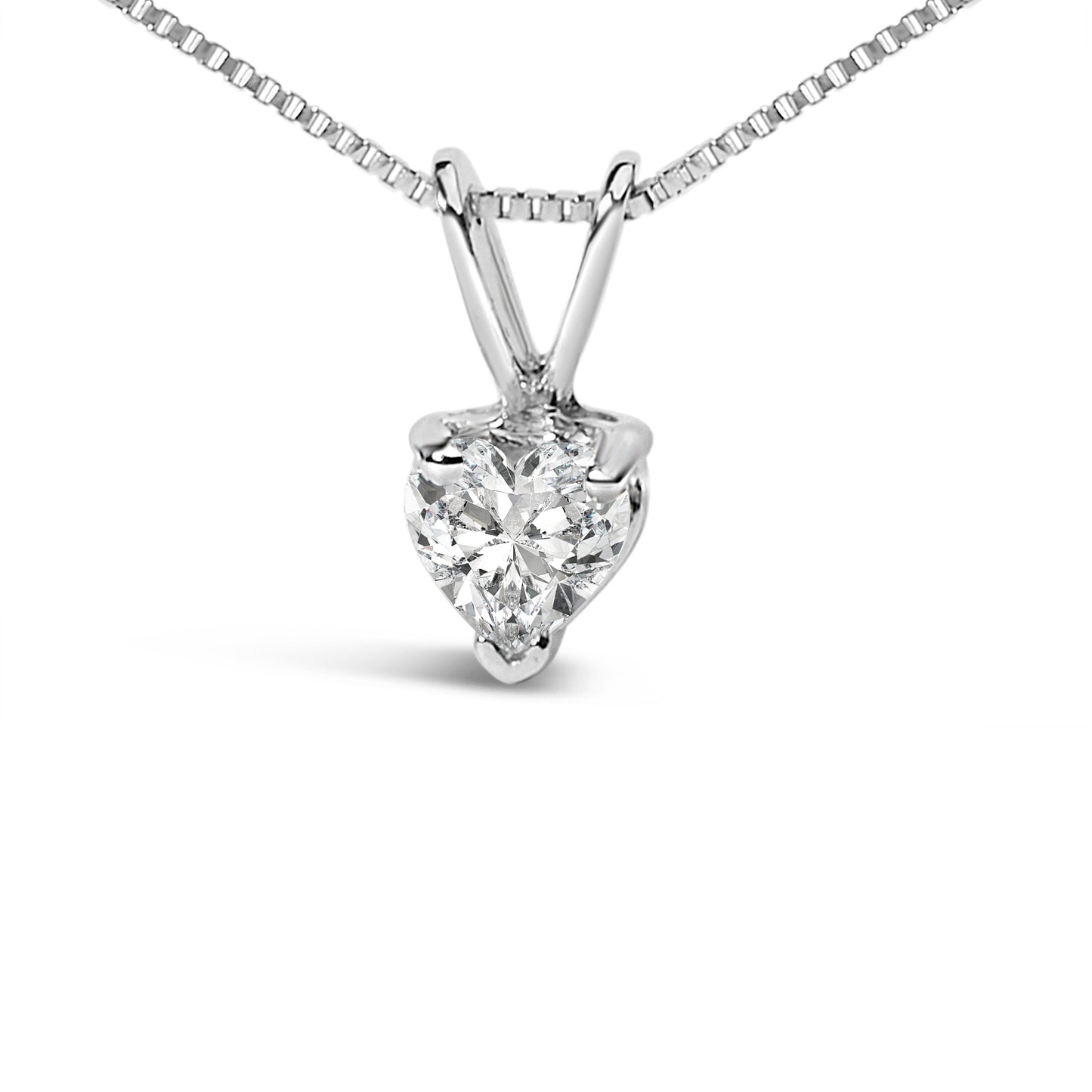 14K White Gold 1/5 Cttw 3-Prong Set Heart Shaped Solitaire Lab Grown Diamond 18" Pendant Necklace (F-G Color, VS2-SI1 Clarity)