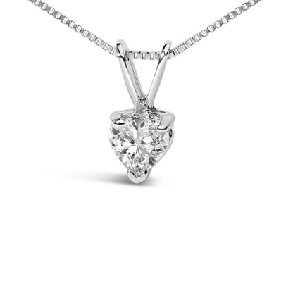 14K White Gold 1/5 Cttw 3-Prong Set Heart Shaped Solitaire Lab Grown Diamond 18" Pendant Necklace (F-G Color, VS2-SI1 Clarity)