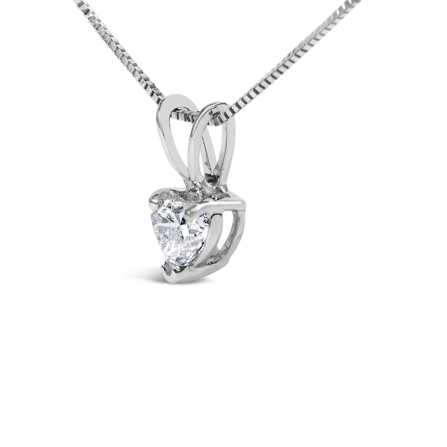 14K White Gold 1/5 Cttw 3-Prong Set Heart Shaped Solitaire Lab Grown Diamond 18" Pendant Necklace (F-G Color, VS2-SI1 Clarity)