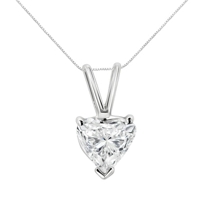 14K White Gold 1/5 Cttw 3-Prong Set Heart Shaped Solitaire Lab Grown Diamond 18" Pendant Necklace (F-G Color, VS2-SI1 Clarity)