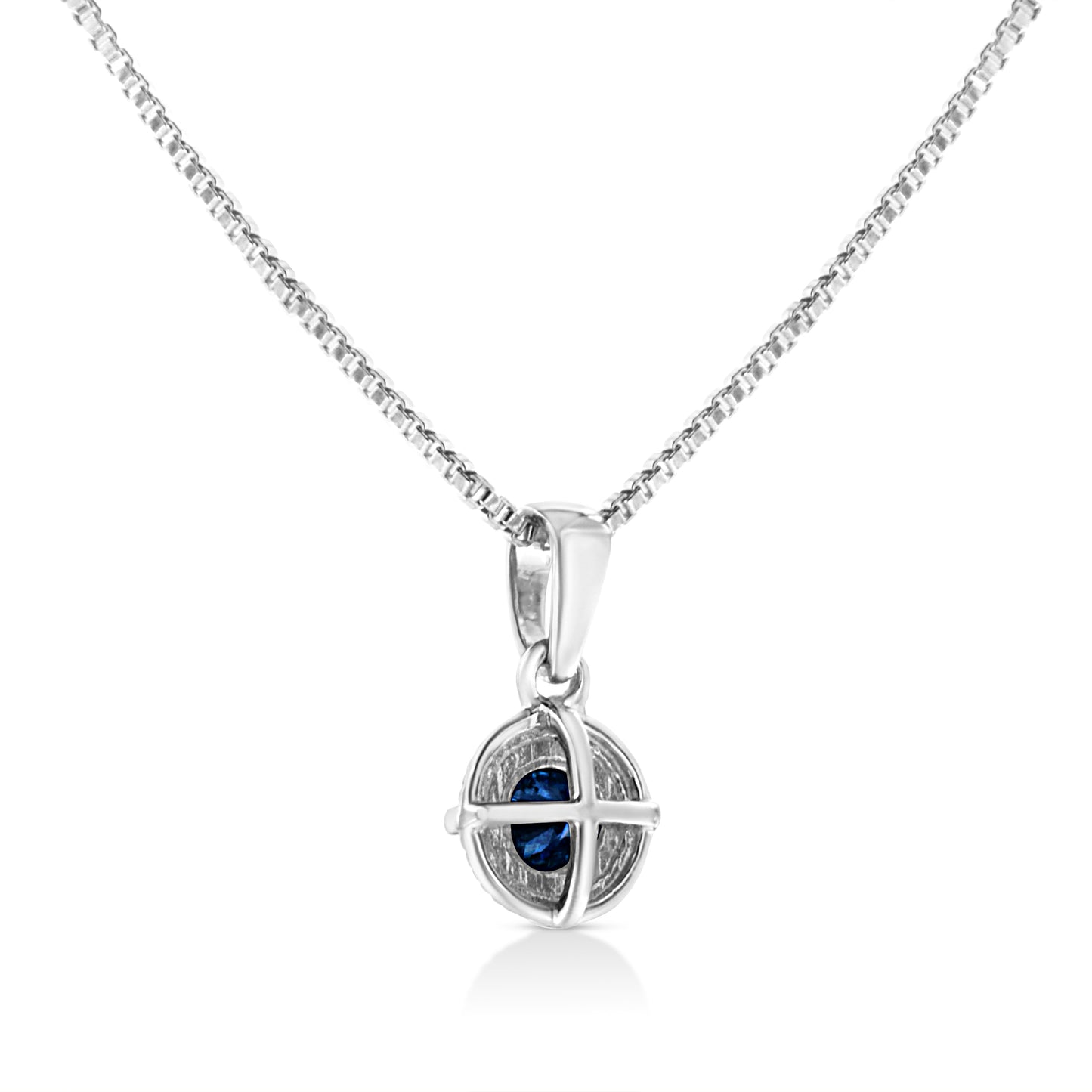 .925 Sterling Silver 3/4 Cttw Treated Blue Diamond Solitaire 18" Milgrain Pendant Necklace (Blue Color, I1-I2 Clarity)