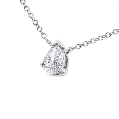 14K White Gold 1/2 Cttw Lab Grown Pear Shape Solitaire Diamond Pendent 18" Necklace (F-G Color, VS2-SI1 Clarity)