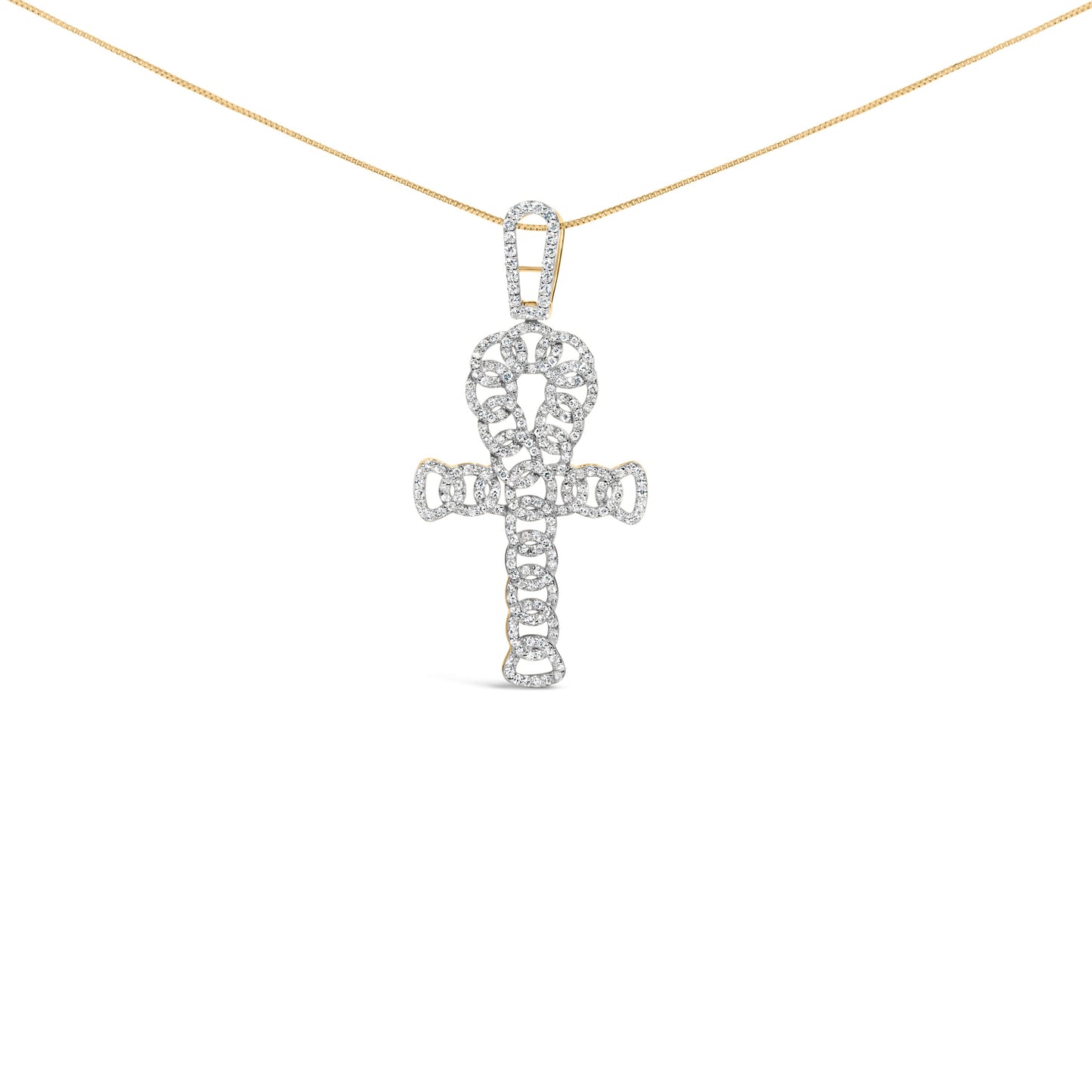 Men's 10K Yellow Gold 1.00 Cttw Ankh Cross Pendant