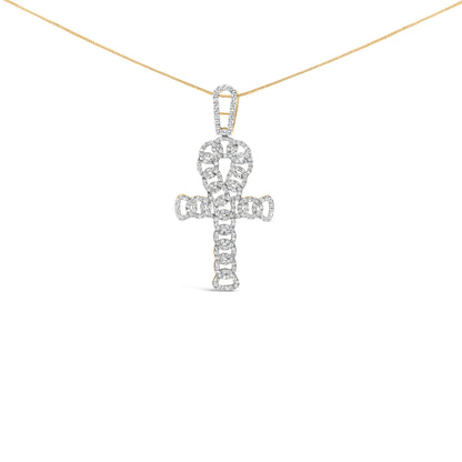 Men's 10K Yellow Gold 1.00 Cttw Ankh Cross Pendant