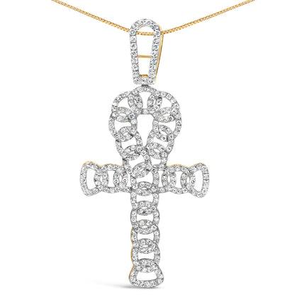 Men's 10K Yellow Gold 1.00 Cttw Ankh Cross Pendant
