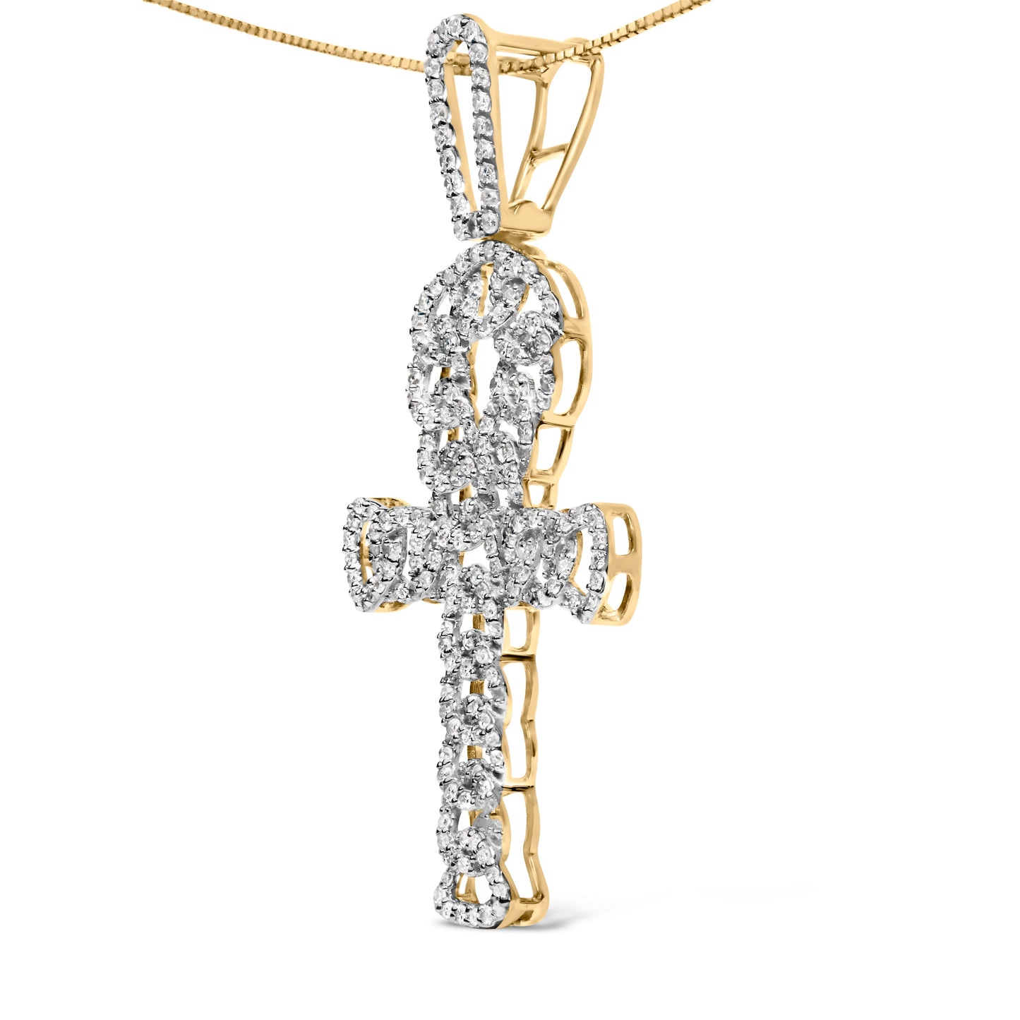 Men's 10K Yellow Gold 1.00 Cttw Ankh Cross Pendant