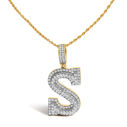 Men's 10K Yellow Gold 1 5/8 Cttw Letter S Initial Pendant Necklace