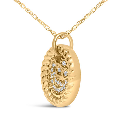 10K Yellow Gold Diamond Accent Crescent Moon Pendant Necklace