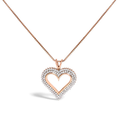 .925 Sterling Silver 1.00 Cttw Diamond Heart 18" Pendant Necklace (I-J Color, I2-I3 Clarity)