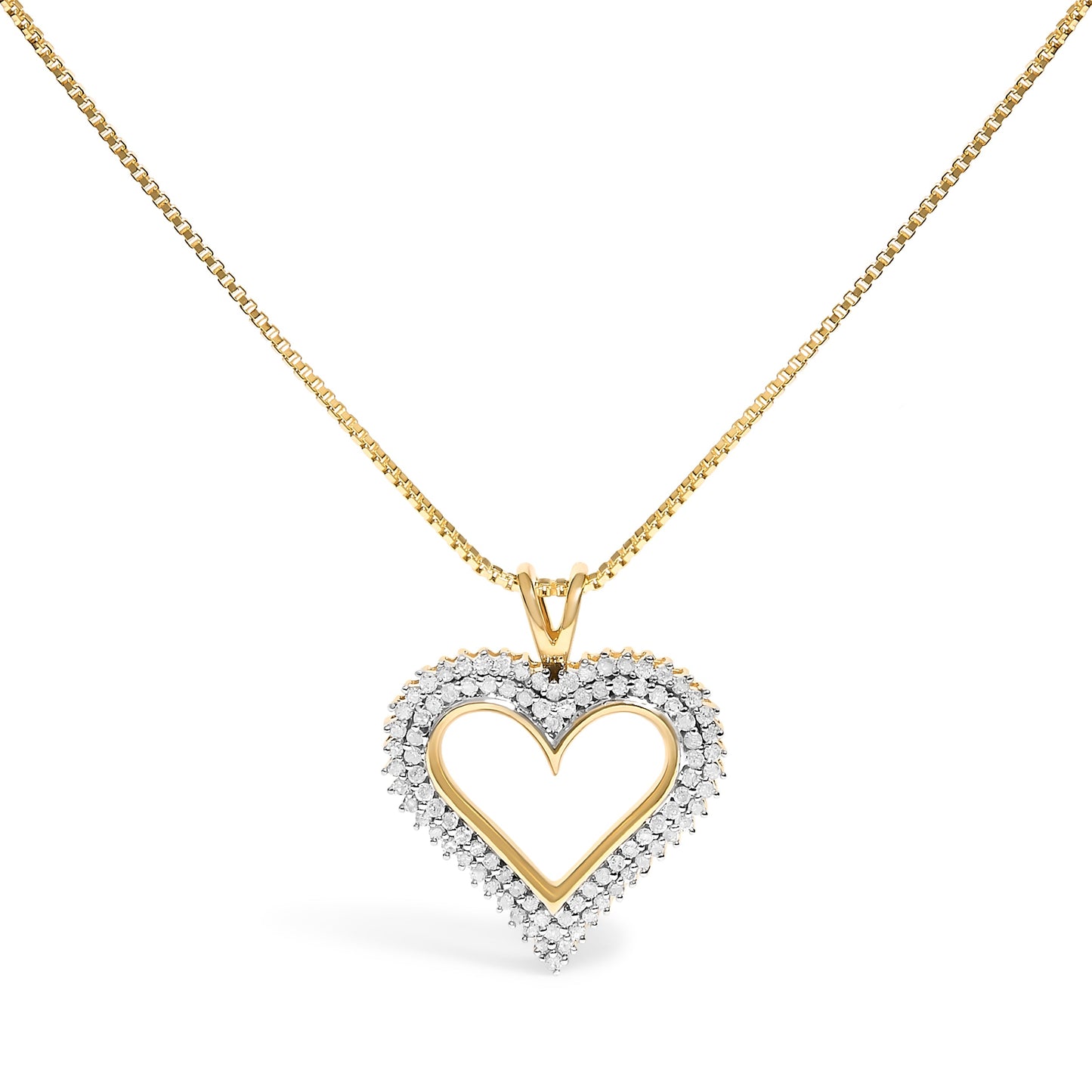 .925 Sterling Silver 1.00 Cttw Diamond Heart 18" Pendant Necklace (I-J Color, I2-I3 Clarity)