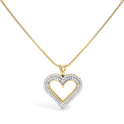 .925 Sterling Silver 1.00 Cttw Diamond Heart 18" Pendant Necklace (I-J Color, I2-I3 Clarity)