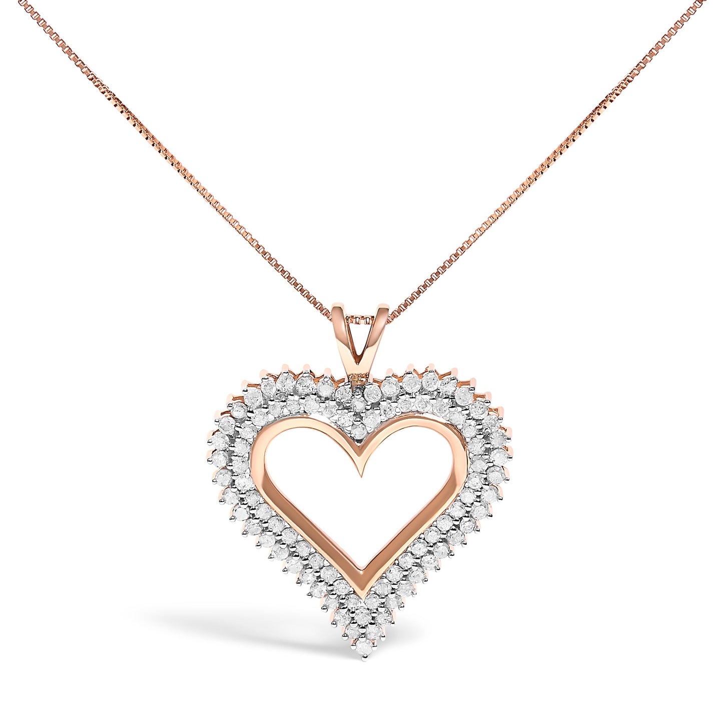.925 Sterling Silver 1.00 Cttw Diamond Heart 18" Pendant Necklace (I-J Color, I2-I3 Clarity)