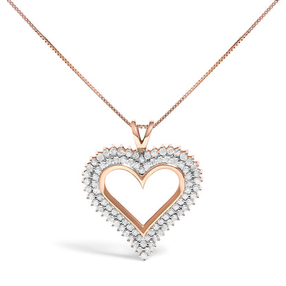 .925 Sterling Silver 1.00 Cttw Diamond Heart 18" Pendant Necklace (I-J Color, I2-I3 Clarity)