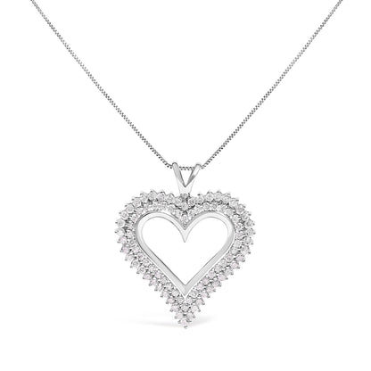 .925 Sterling Silver 1.00 Cttw Diamond Heart 18" Pendant Necklace (I-J Color, I2-I3 Clarity)