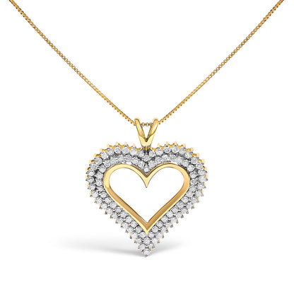 .925 Sterling Silver 1.00 Cttw Diamond Heart 18" Pendant Necklace (I-J Color, I2-I3 Clarity)