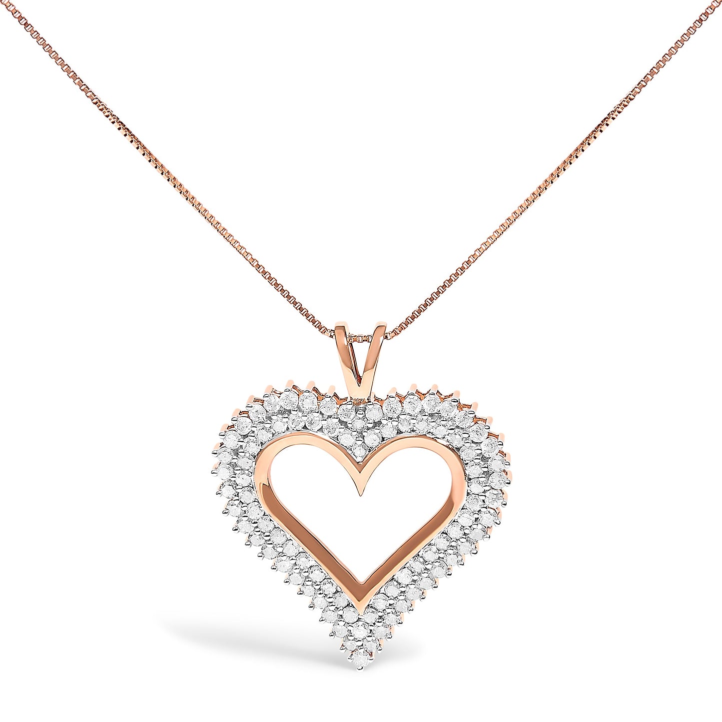 .925 Sterling Silver 1.00 Cttw Diamond Heart 18" Pendant Necklace (I-J Color, I2-I3 Clarity)
