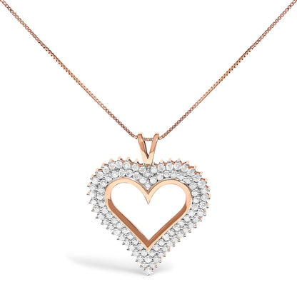 .925 Sterling Silver 1.00 Cttw Diamond Heart 18" Pendant Necklace (I-J Color, I2-I3 Clarity)
