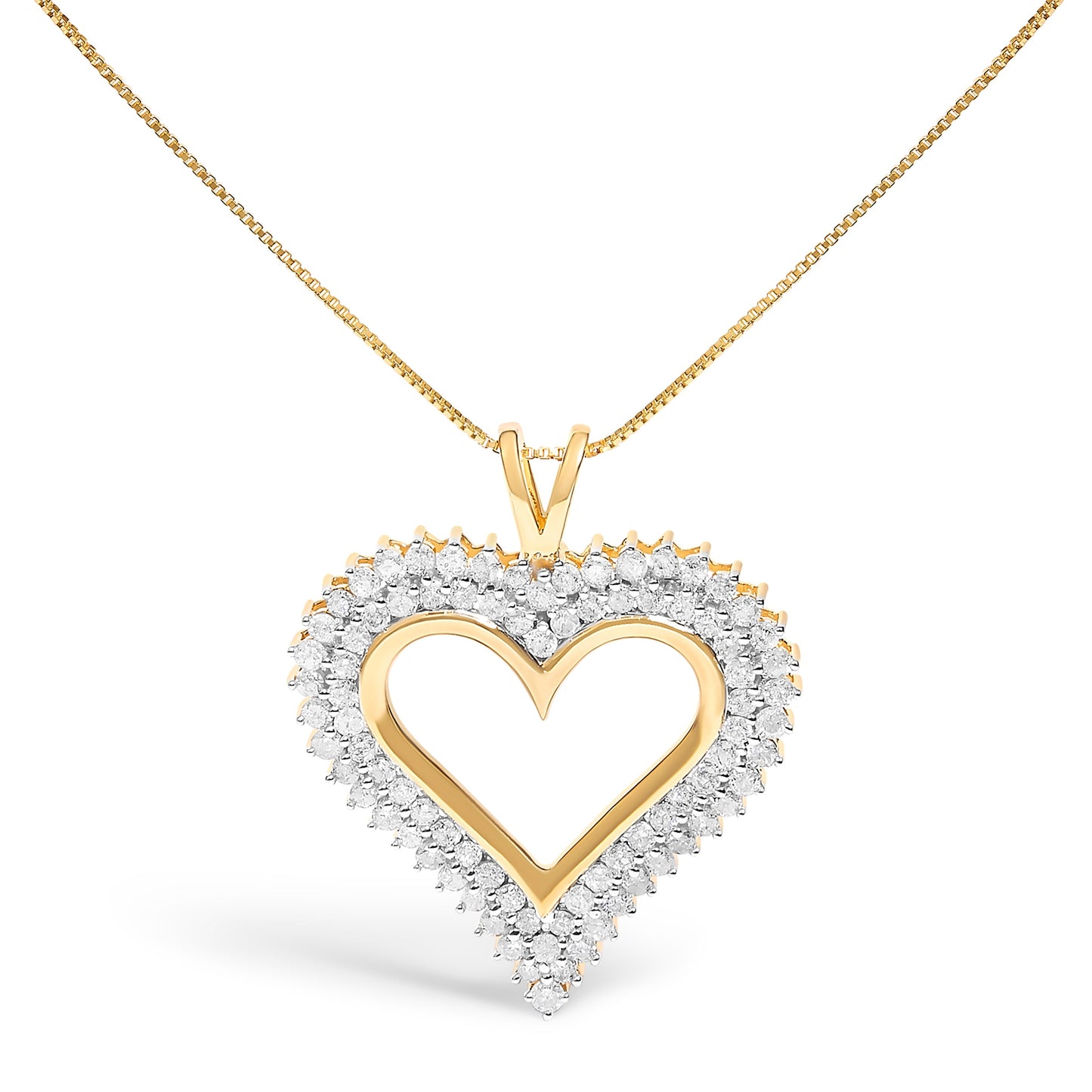 .925 Sterling Silver 1.00 Cttw Diamond Heart 18" Pendant Necklace (I-J Color, I2-I3 Clarity)