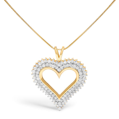 .925 Sterling Silver 1.00 Cttw Diamond Heart 18" Pendant Necklace (I-J Color, I2-I3 Clarity)