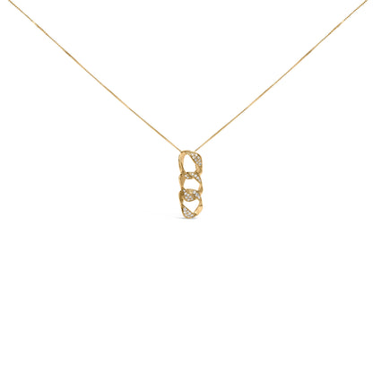 14K Yellow Gold Plated .925 Sterling Silver 1/6 Cttw Diamond Interlocking Triple Asymmetric Circle Hoop 18" Pendant Necklace (H-I Color, I1-I2 Clarity)